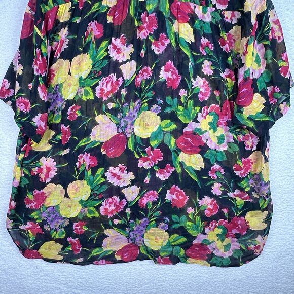 VTG 80's Jacque & Koko‎ Shirt Button Up 26/28 Floral Hawaiian Artsy Boho Sheer - Picture 12 of 14